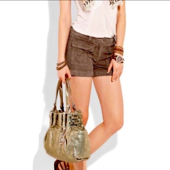 MICHAEL Michael Kors Gold Leather Large Edie Belted Shoulder Bag Crossbody Hobo - Picture 1 of 13